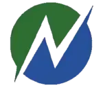 Abstract logo with green and blue elements forming a circular shape.