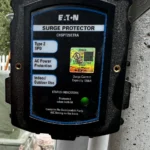 Eaton surge protector device for electrical safety.